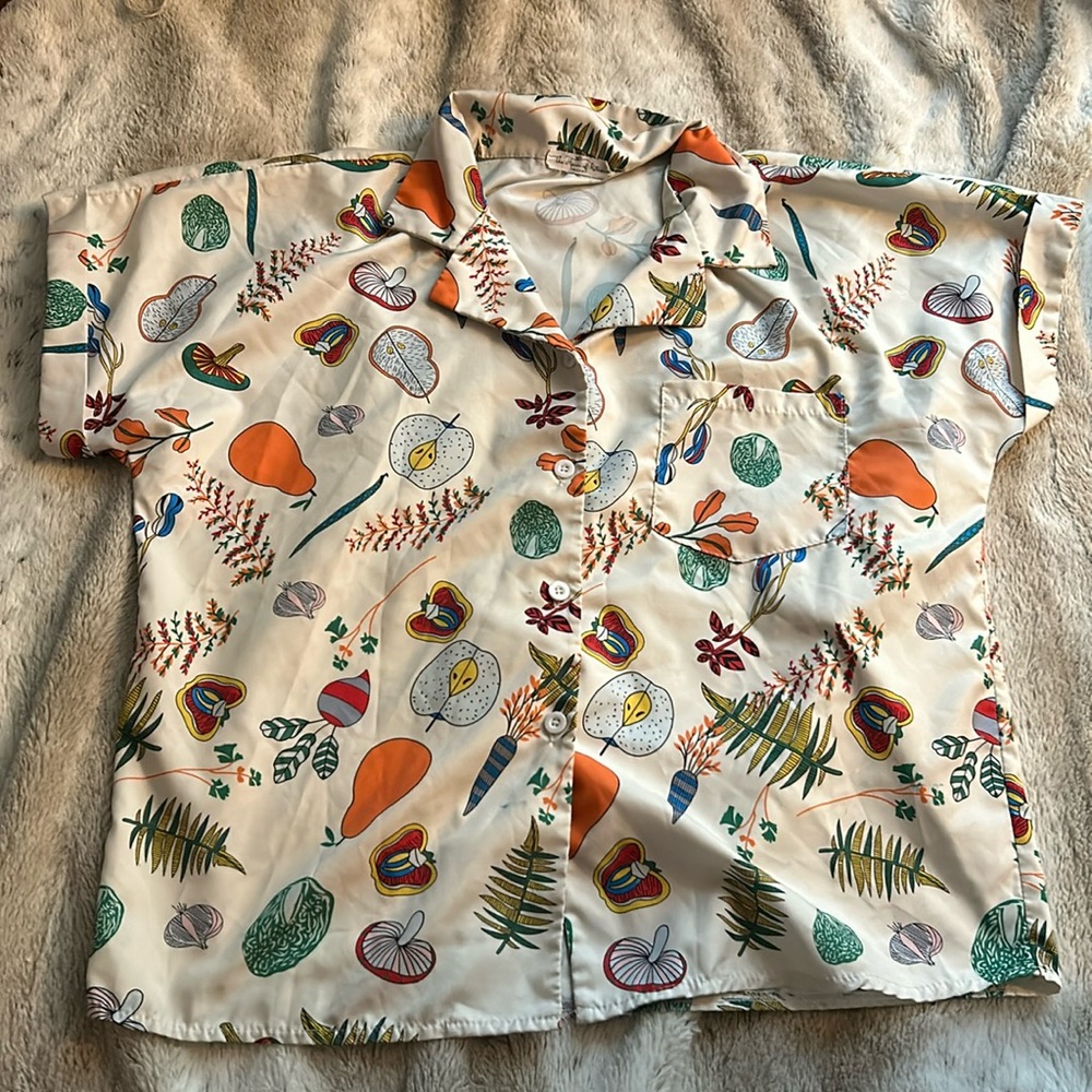 nature print button down top